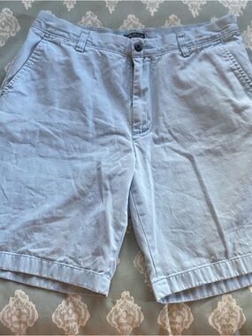 Nautica Light Blue Cotton Flat Front Shorts
